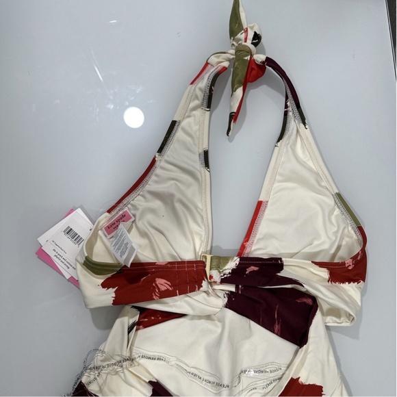 NWT $148 Kate Spade [ Small ] Floral Knotted Halter Twist One‎ Piece Swimsuit - Picture 9 of 13